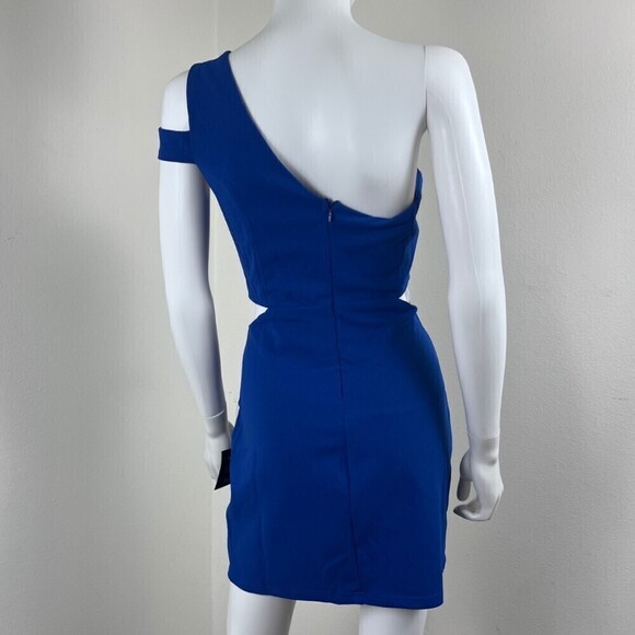 Lulus Women Size L Rearview Mirror Blue One Shoulder Bodycon Mini NEW Dress - Picture 5 of 12